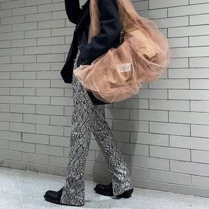 faux leather printed pants